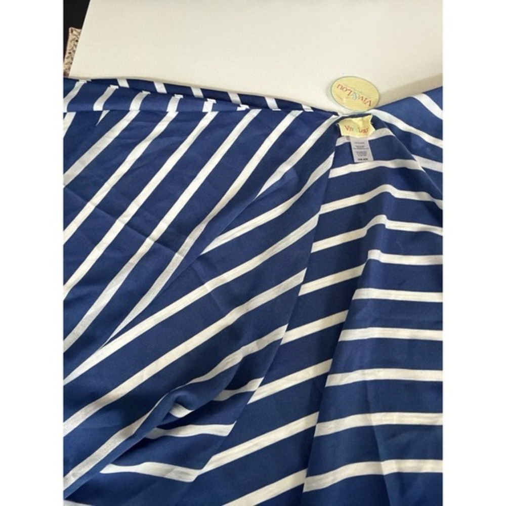 Viv & Lou Navy Blue White Stripe Kimono Ruana Open Front One Size NWT.      3957